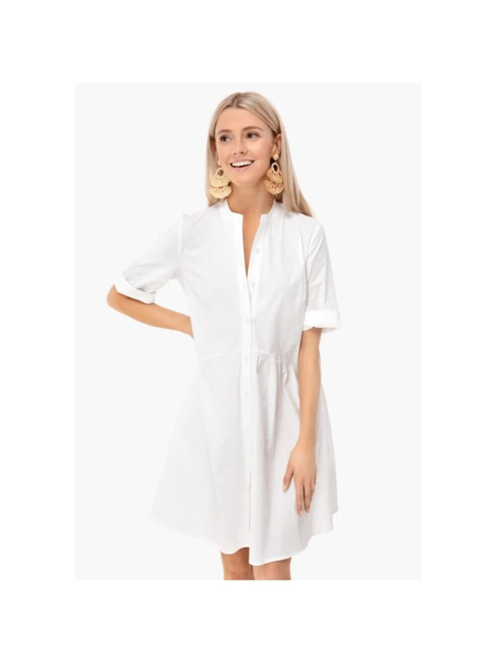 Tuckernuck Women's White Cotton Poplin Royal Shirt Dress Mini Length size XS NWT